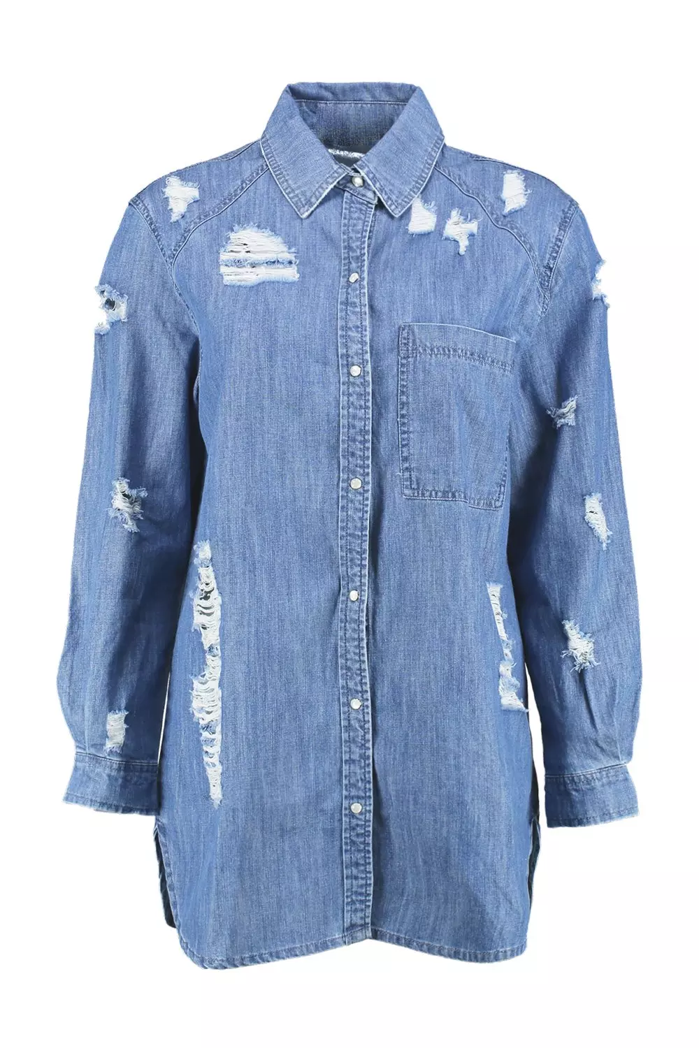 Oversized distressed sale denim shirt